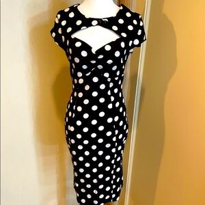 NEW RockSteady Pinup Wiggle Midi Dress Polk Dot Rockabilly XL BODYCON SEXY